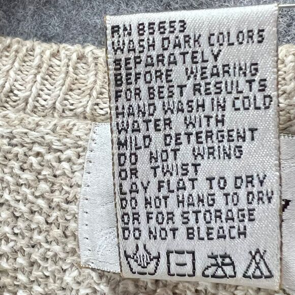 Vintage Koret Cardigan Sweater M Beige Embroidered Grandma Cottage Phoebe Buffay - Picture 14 of 15